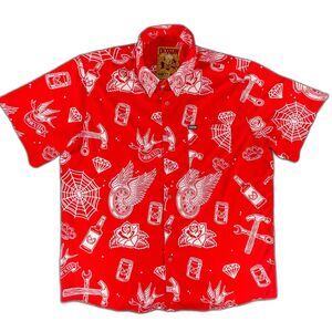 Dixxon Party Boy 10 YR Anniversary Shirt Red White Tattoo Print Mens 2X XXL